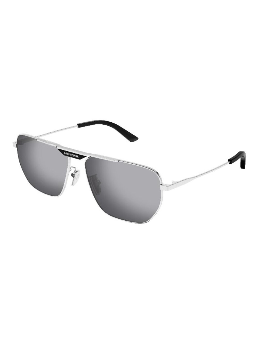 New Balenciaga Men's Sunglasses Silver Square Lens Metal Frame BB0298SA 003 61